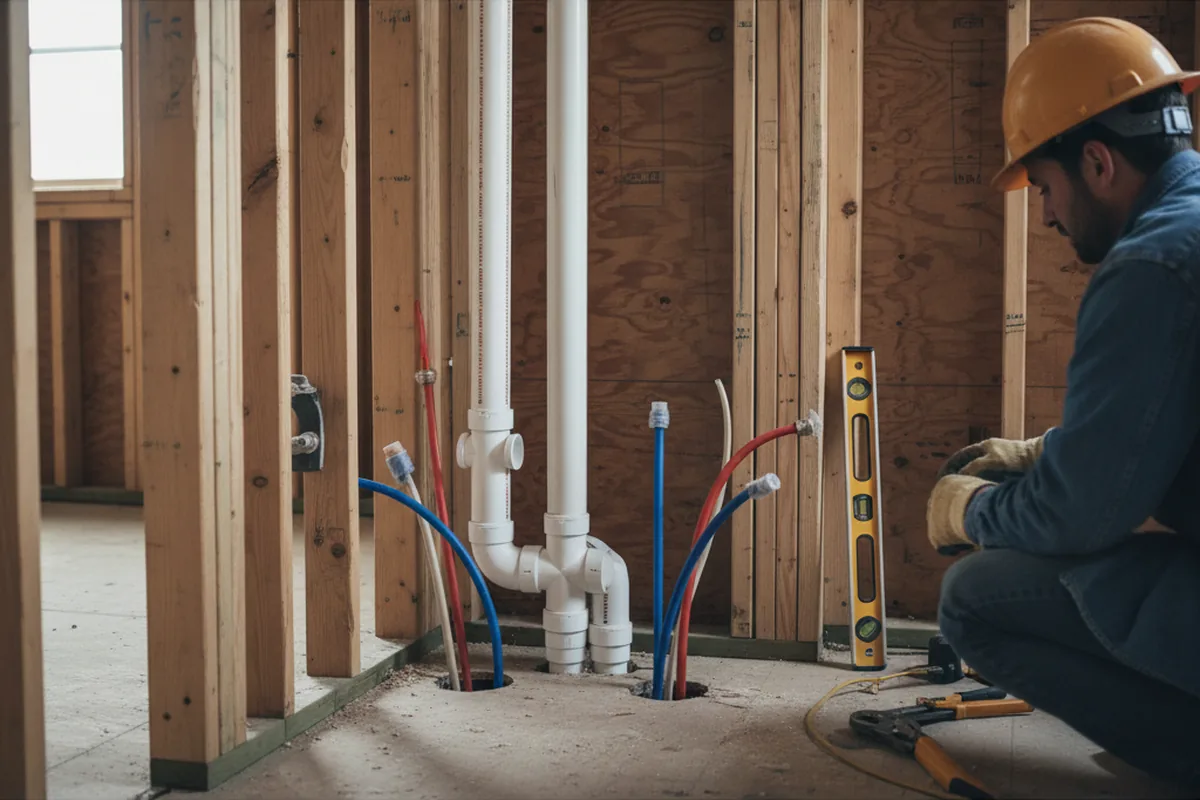 Drain and supply rough-in during Garbage Disposal Repair in Allenhurst
