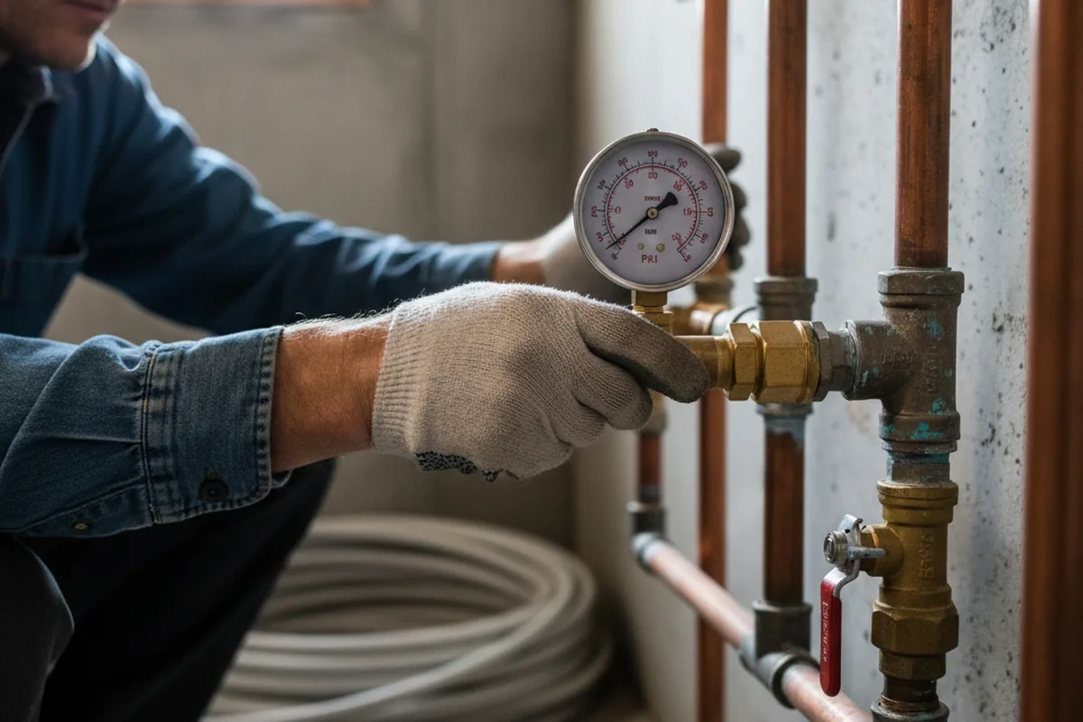 Pressure testing a repaired line during Water Line Repair in Allenhurst